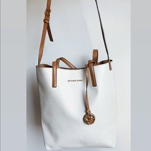 White Leather Michael Kors Tote Bag